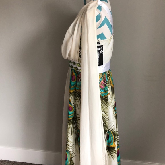 Peacock one shoulder dress - Picture 5 of 7